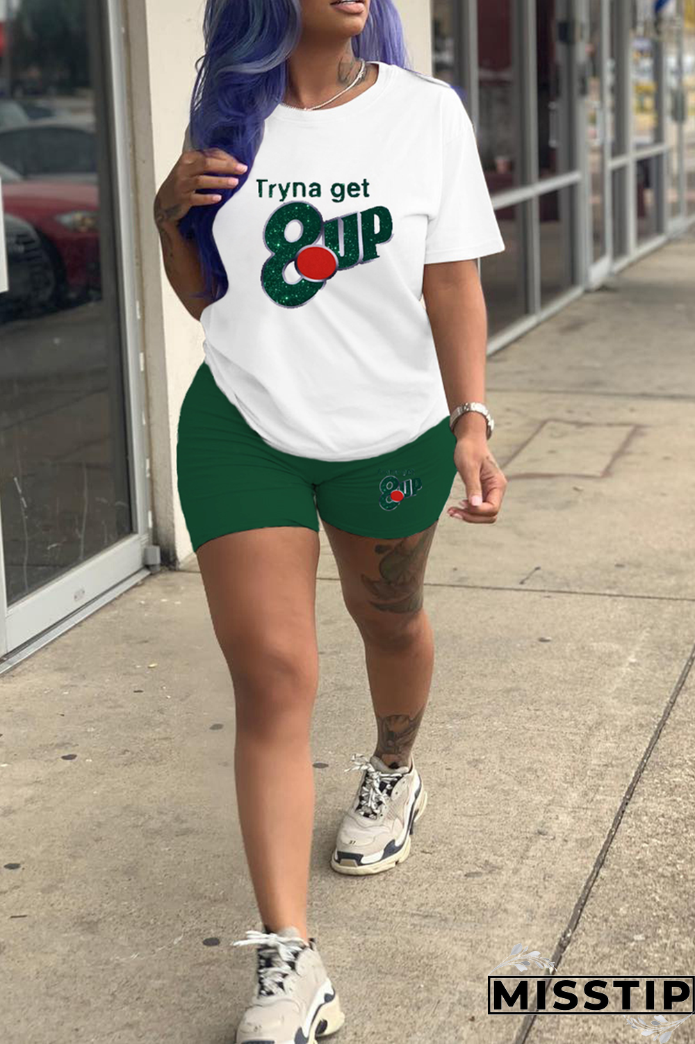 Black Gold Casual Print Patchwork O Neck Short Sleeve Two Pieces