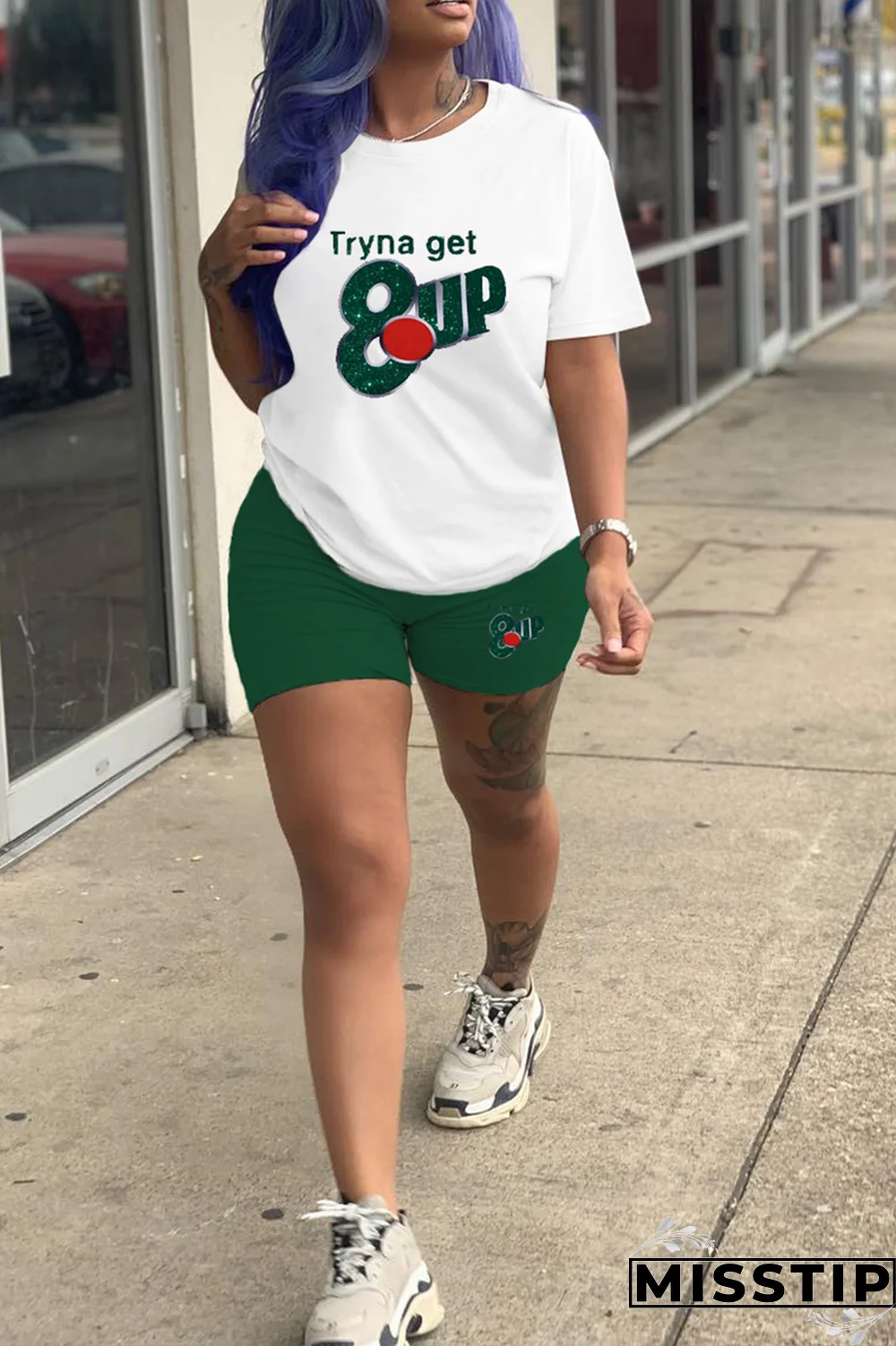 Black Gold Casual Print Patchwork O Neck Short Sleeve Two Pieces