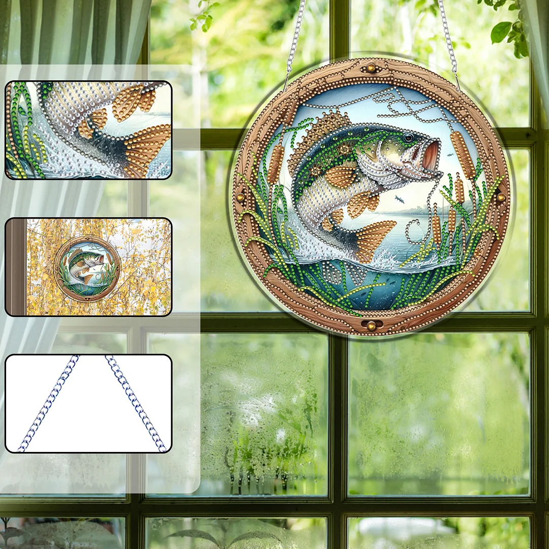 Fish 2D Flat DIY Acrylic Diamond Art Pendant Craft Kit for Home Wall Decoration