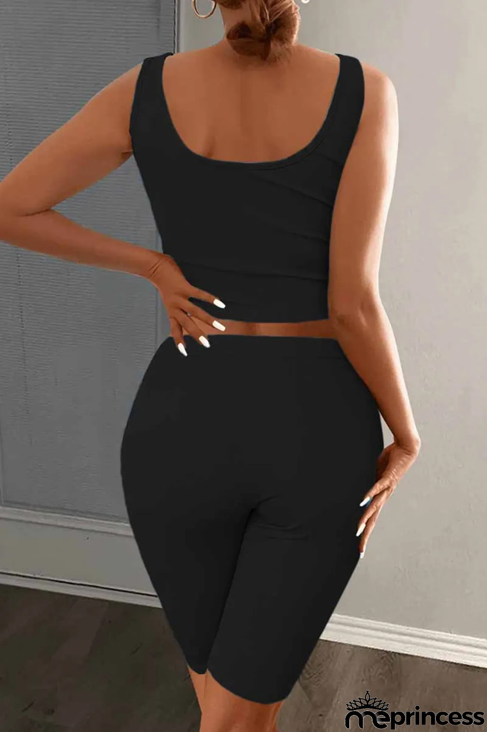 Red Casual Print Letter U Neck Sleeveless Two Pieces