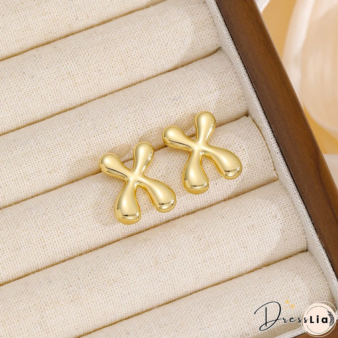 18K Gold-Plated Bubble Letter Stud Earrings