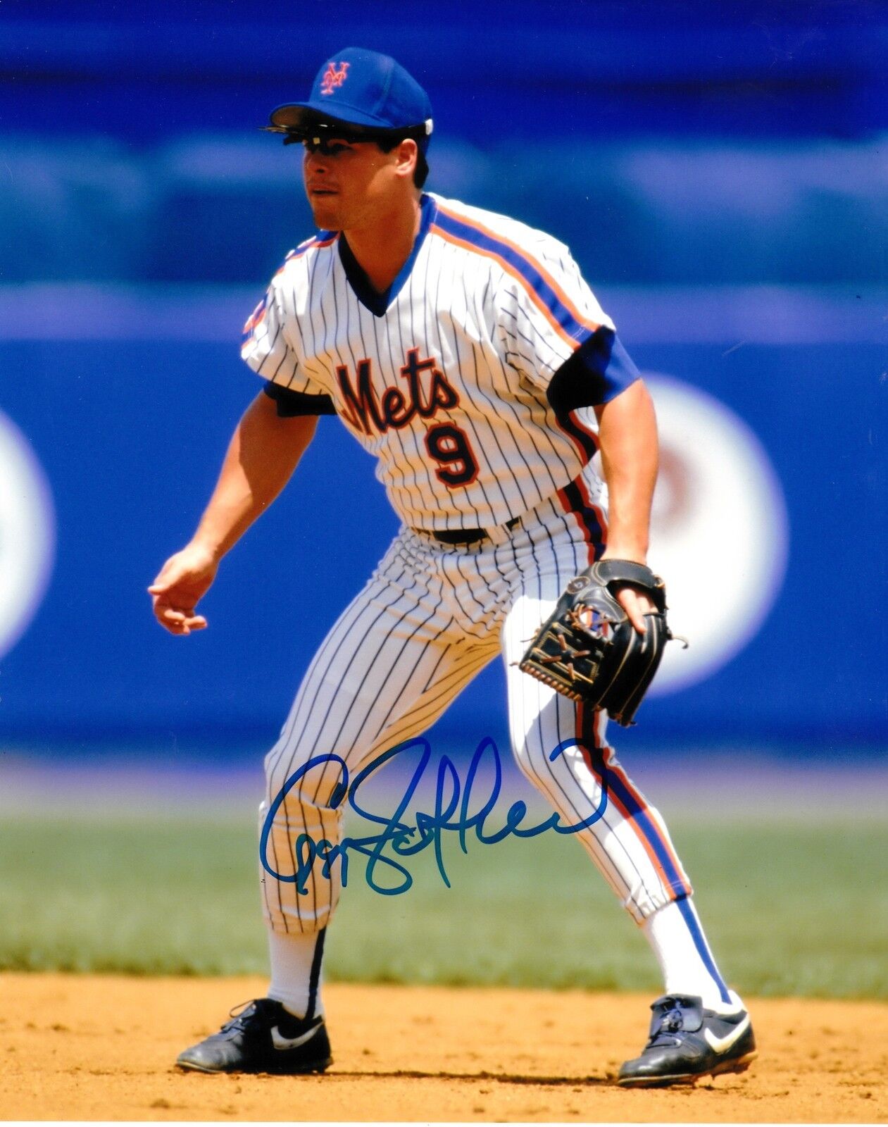 GREGG JEFFERIES NEW YORK METS ACTION SIGNED 8x10