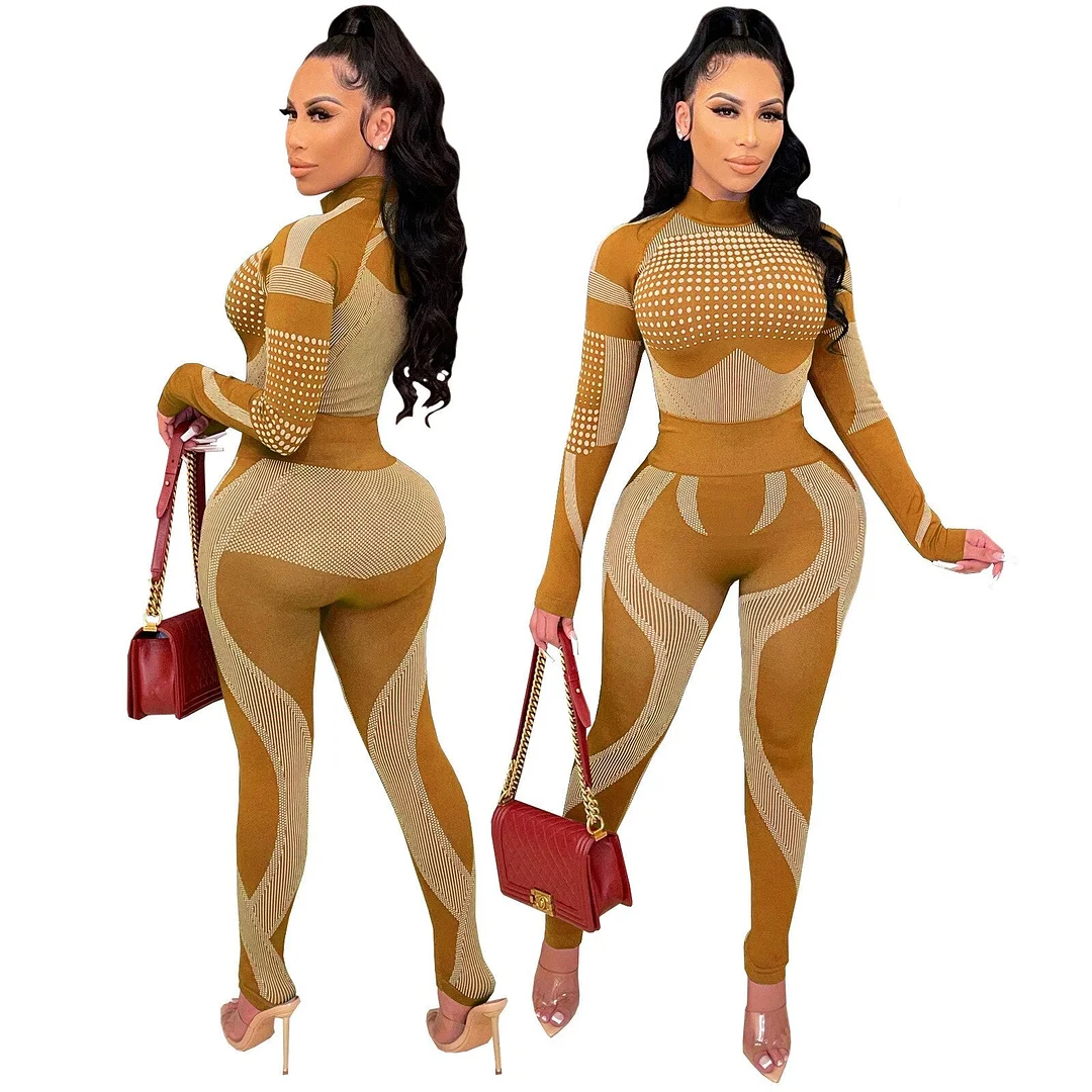 CM.YAYA Autumn Women's Set Long Sleeve T-shirt and Legging Sweatsuit Sport Tracksuit Two Piece Set Fitness Outfits Gym Yoga Suit