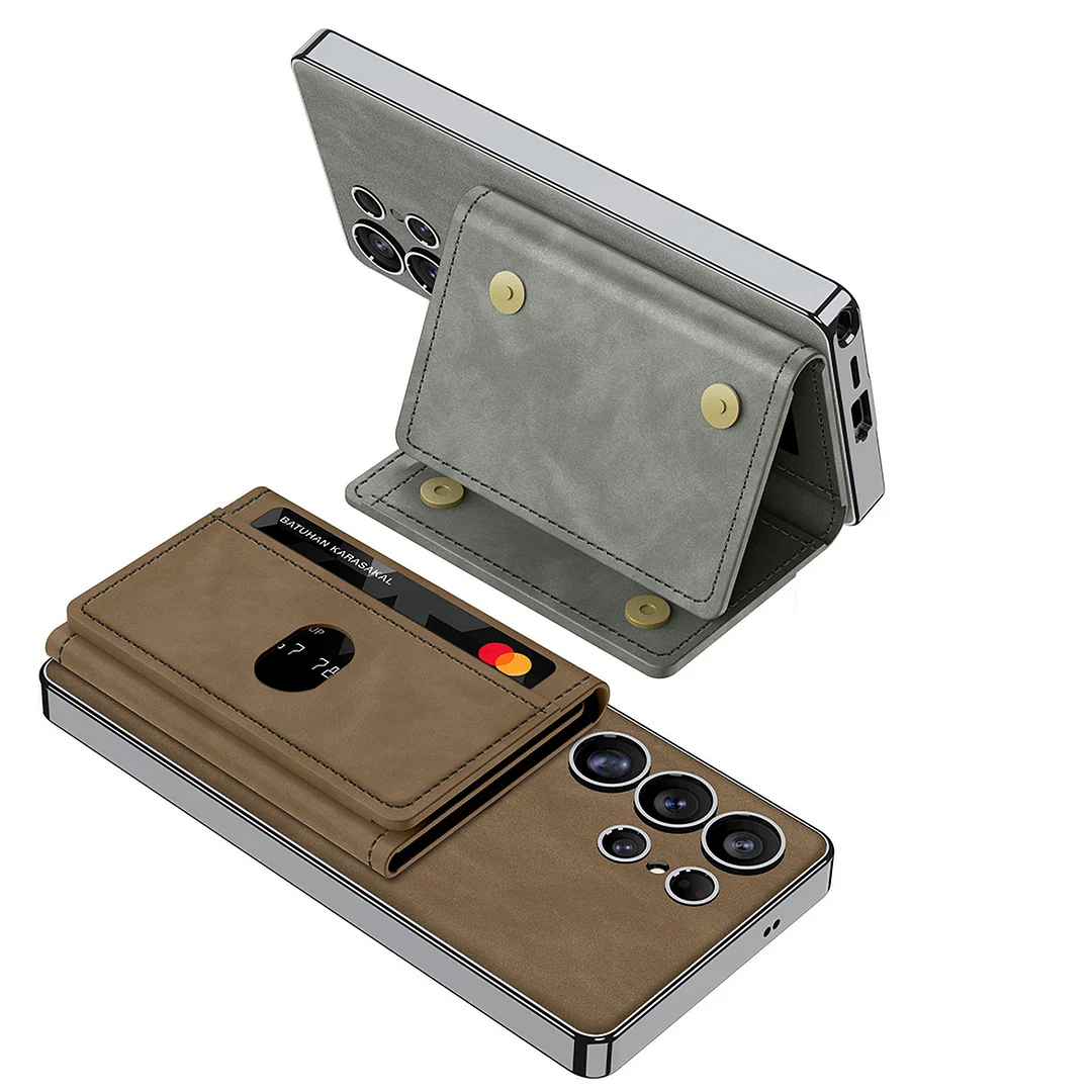 High-quality Vintage PU Material Mobile Phone Case 2-in-1 Dismountable Magnetic Wallet Card Bag Phone Cover for Samsung 