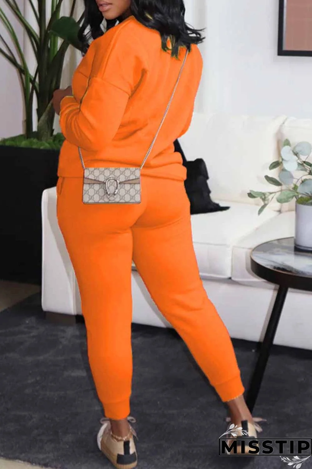 Black Casual Print Letter O Neck Long Sleeve Two Pieces