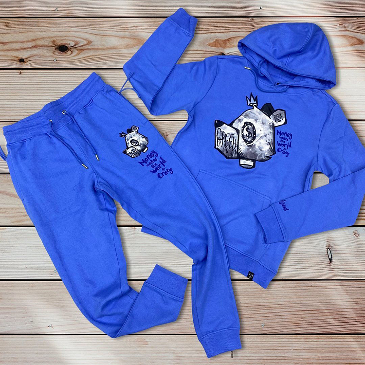 Blue Money Makes The World Go Crazy Robot Dog Hoodie