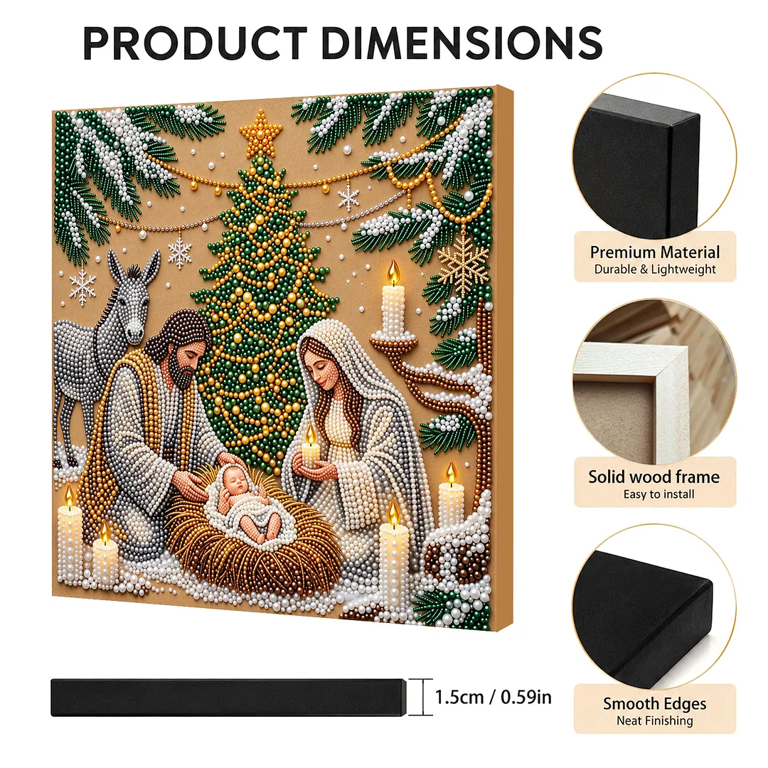 Framed Pearl Painting Kit Holy Family Christmas 7.87x7.87in