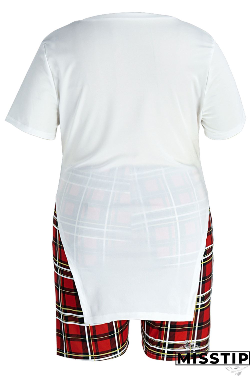 Khaki Fashion Casual Letter Print Slit O Neck Plus Size Two Pieces