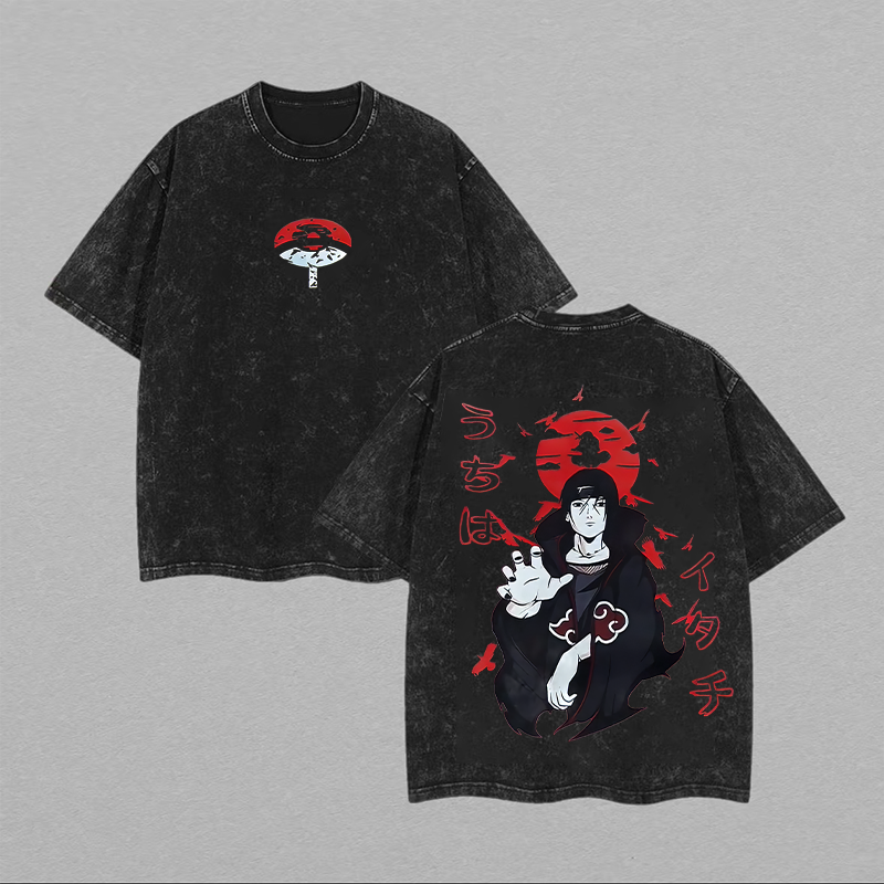 Naruto Uchiha Itachi Printed Unisex Washed T-Shirt