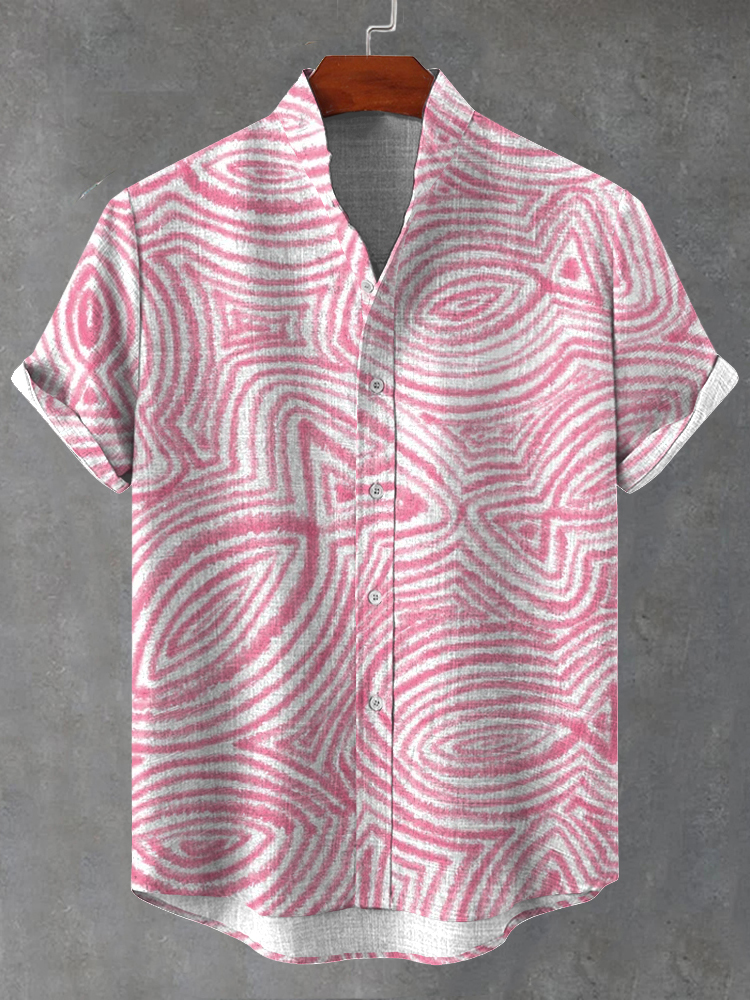 Vintage Fish Shaped Pattern Comfy Linen Shirt elevenforest