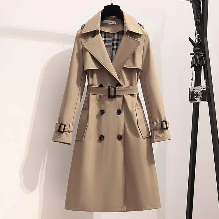 Fashion Double Button Loose Trench Coat - Modakawa Modakawa
