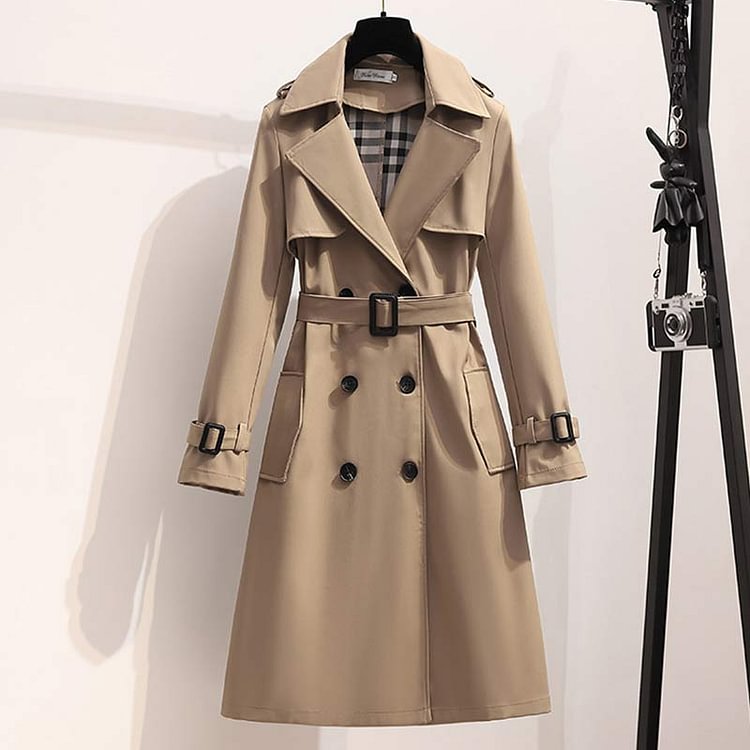 Fashion Double Button Loose Trench Coat - Modakawa Modakawa