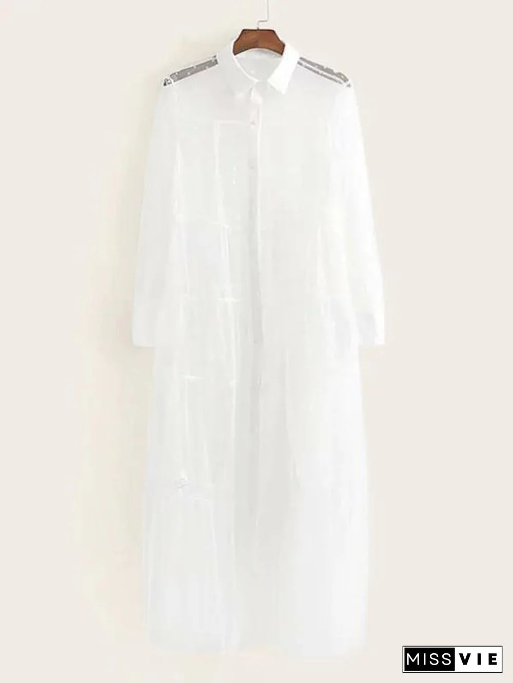 Dobby Mesh Sheer Shirt Dress DealWithYou