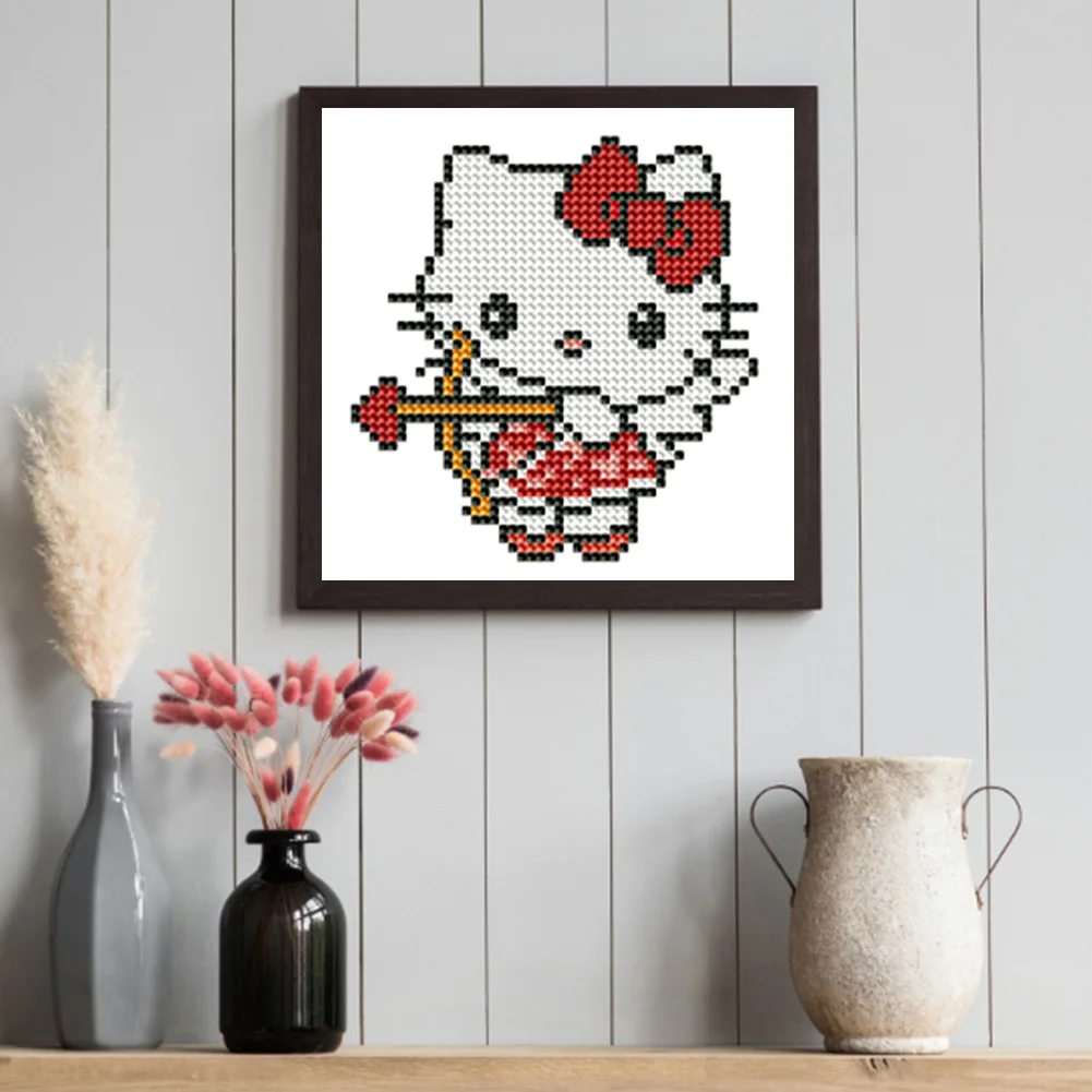 16pcs Cartoon DIY Mini Partial Round Diamond Painting for Table Decor No Frame(15*15cm)