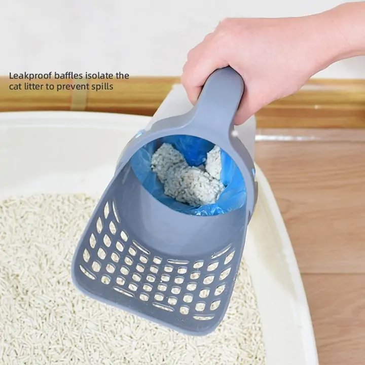 Cat Litter Scoop Integrated Detachable Deep Shovel Holder with Poop Sifting and Litter Bags 1