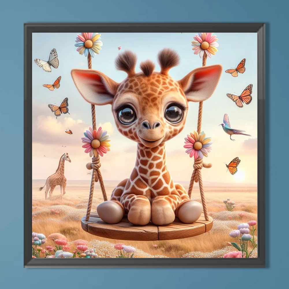 Diamond Painting - Full Round Drill - Swing Giraffe(Canvas|40*40cm)
