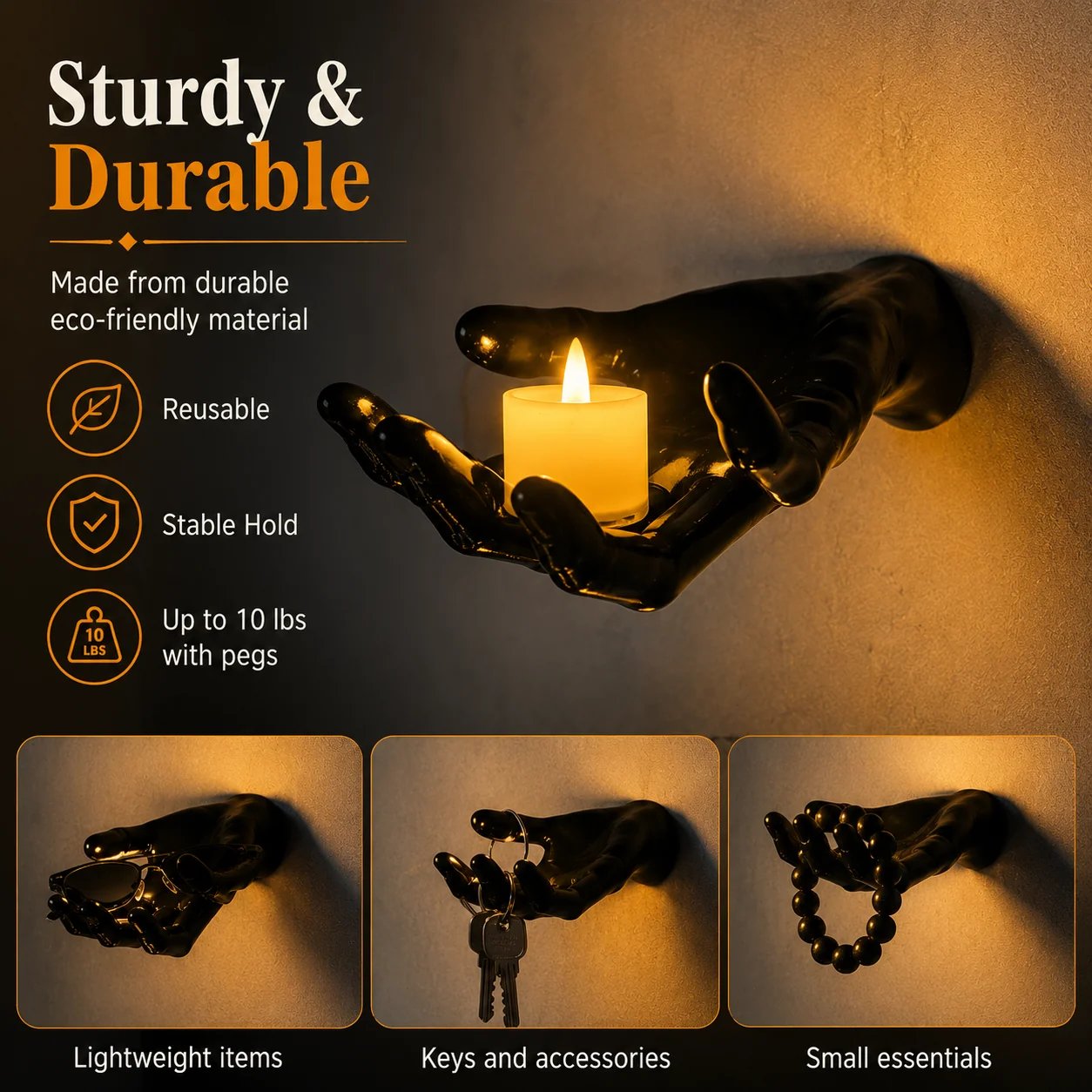 Reusable black gothic wall hand decoration