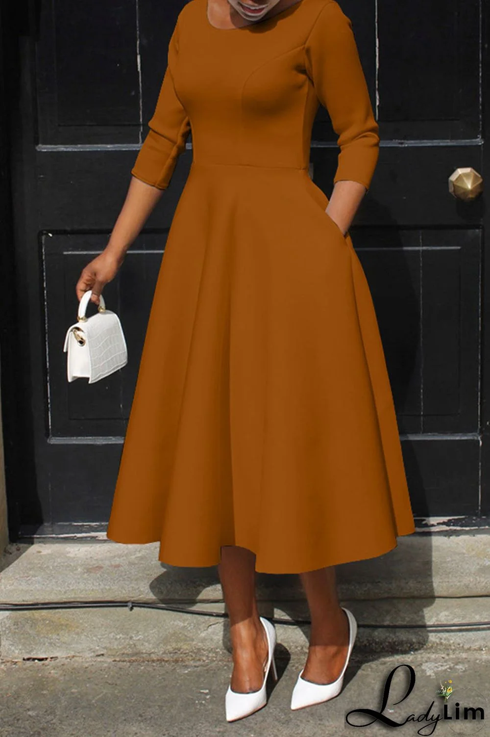 Pink Casual Elegant Solid Patchwork O Neck A Line Dresses