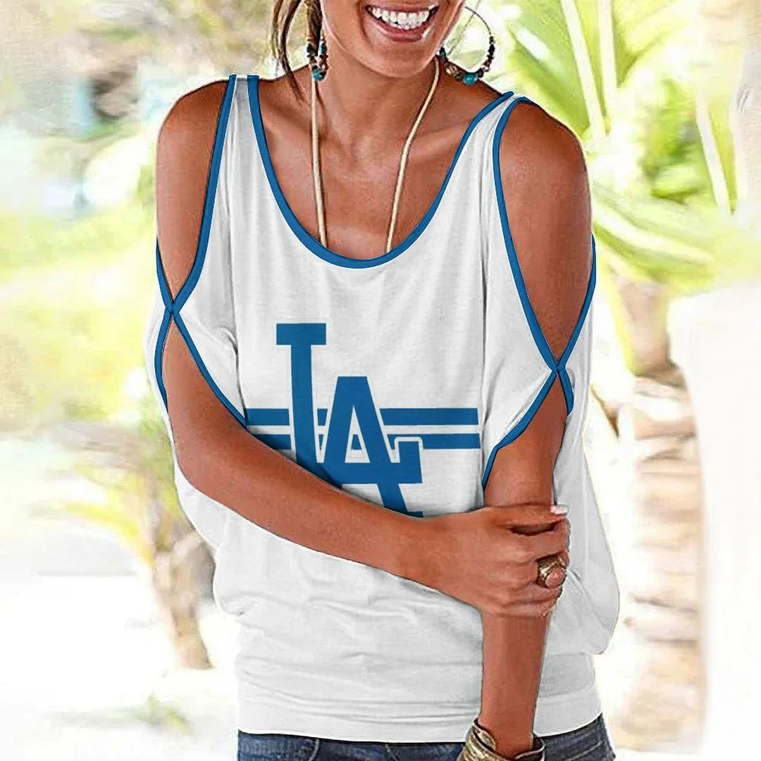 Shoulder Off  Loose Short Sleeve Casual T-shirt for Women Printed with Pattern,Blue,Red,