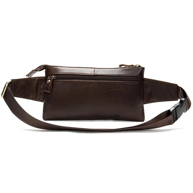Men's Waist Bag Retro Leather Multifunctional Casual Crossbody Bag Chest Bag
