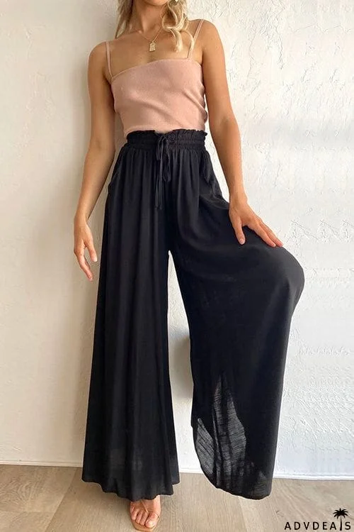 Drawstring Wide Leg Pants