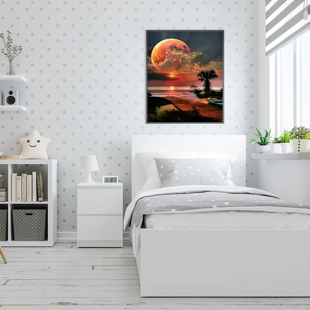 Full Round Diamond Painting 40*50cm - Sunrise At The Seaside