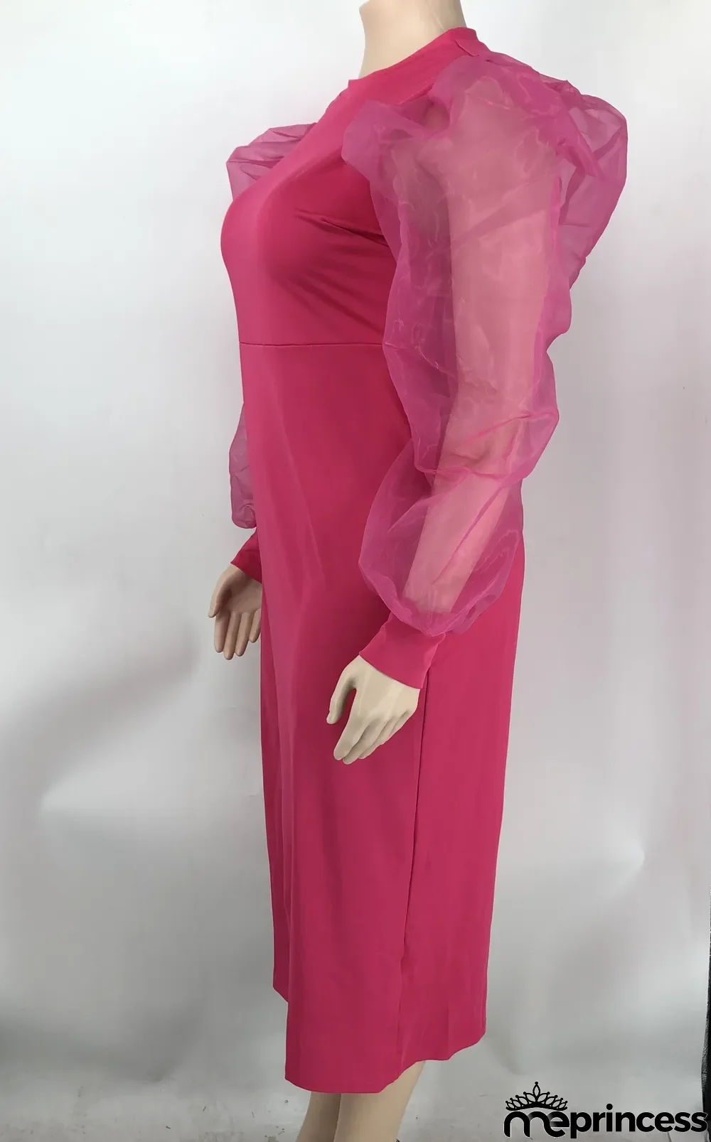 Solid Yarn Sleeves V-Neck Plus Size Long Dress