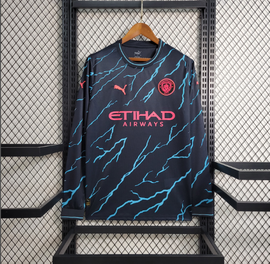 23-24 Manchester City Third Away Long Sleeve Football shirt Thai Quality
