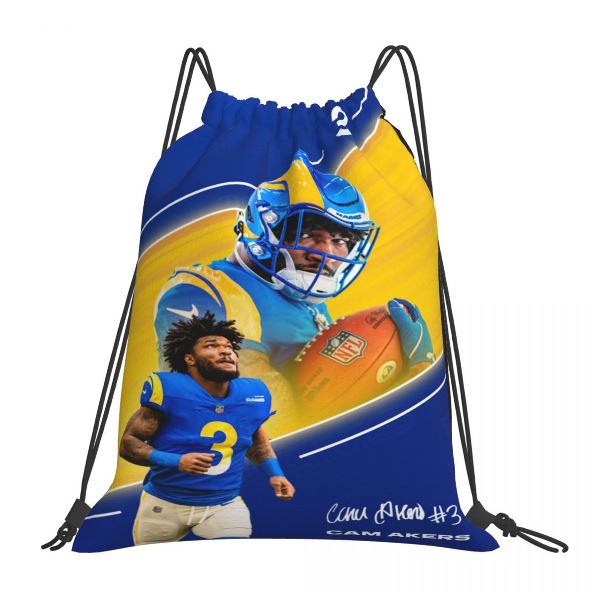 Los Angeles Rams Cam Akers Foldable Sports Gym Drawstring Bag
