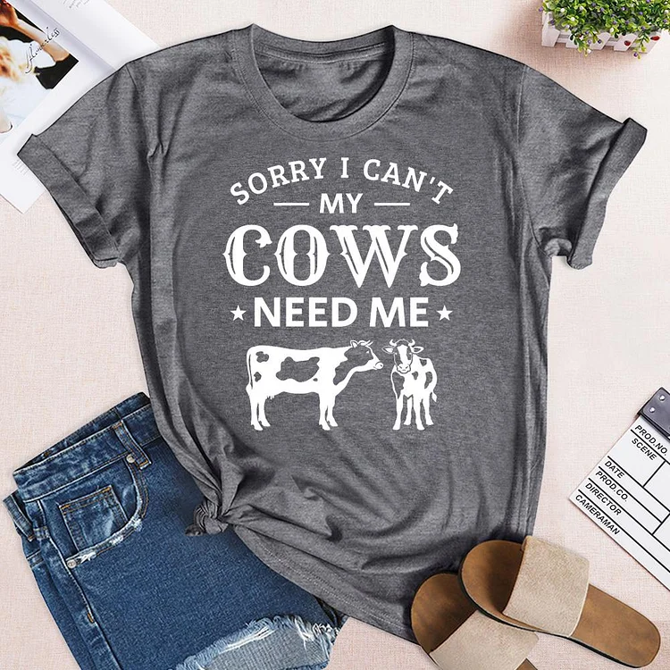 sorry I can't my cow need me village life Retro Tee -04876