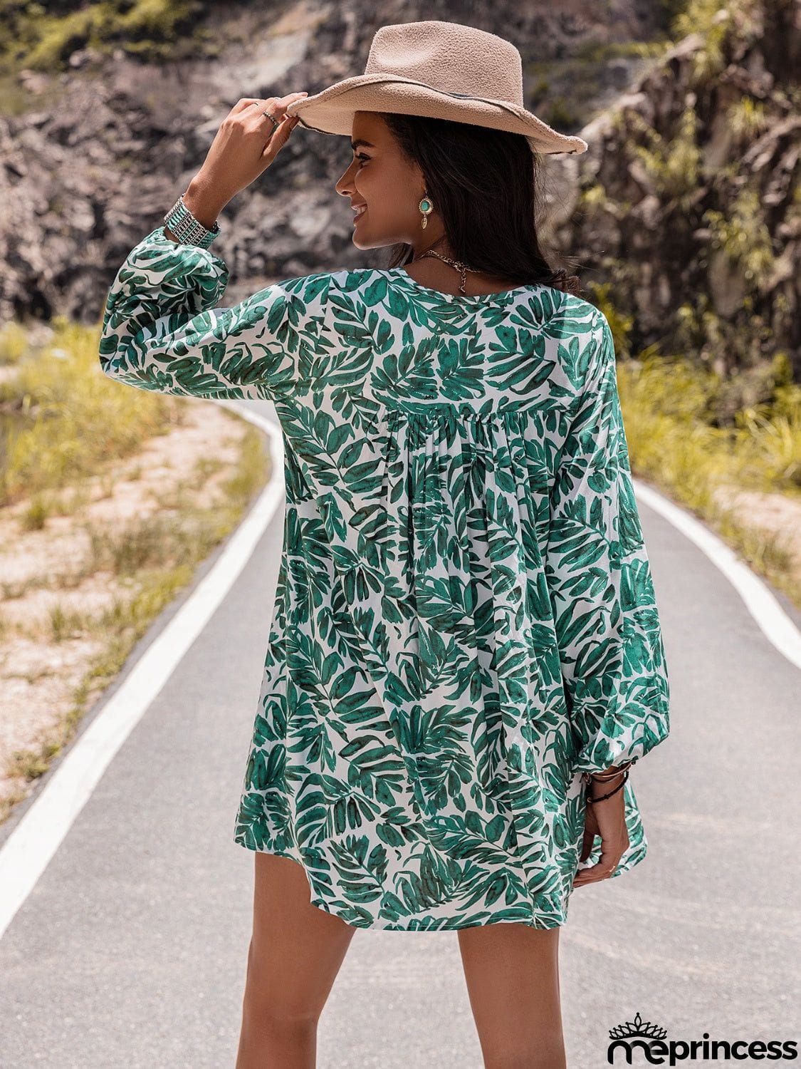 Long Sleeve V-Neck Mini Dress