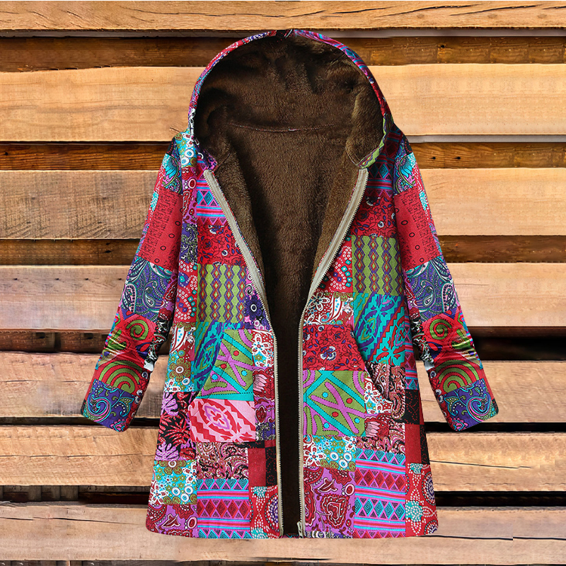 Casual Patchwork Printed Long Sleeve Coat wearshes