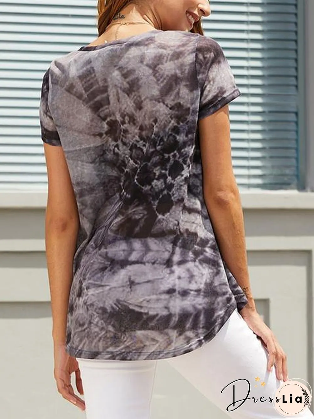 Short Sleeve Tie-Dye Print T-Shirt