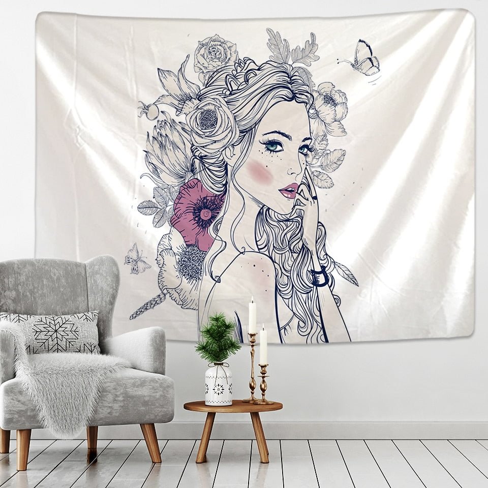 Nordic simple Tapestry Hippie Girl Wall hanging cloth Coffee bedroom Tapestry Mandala Fabric Boho Wall Cloth Tapestry