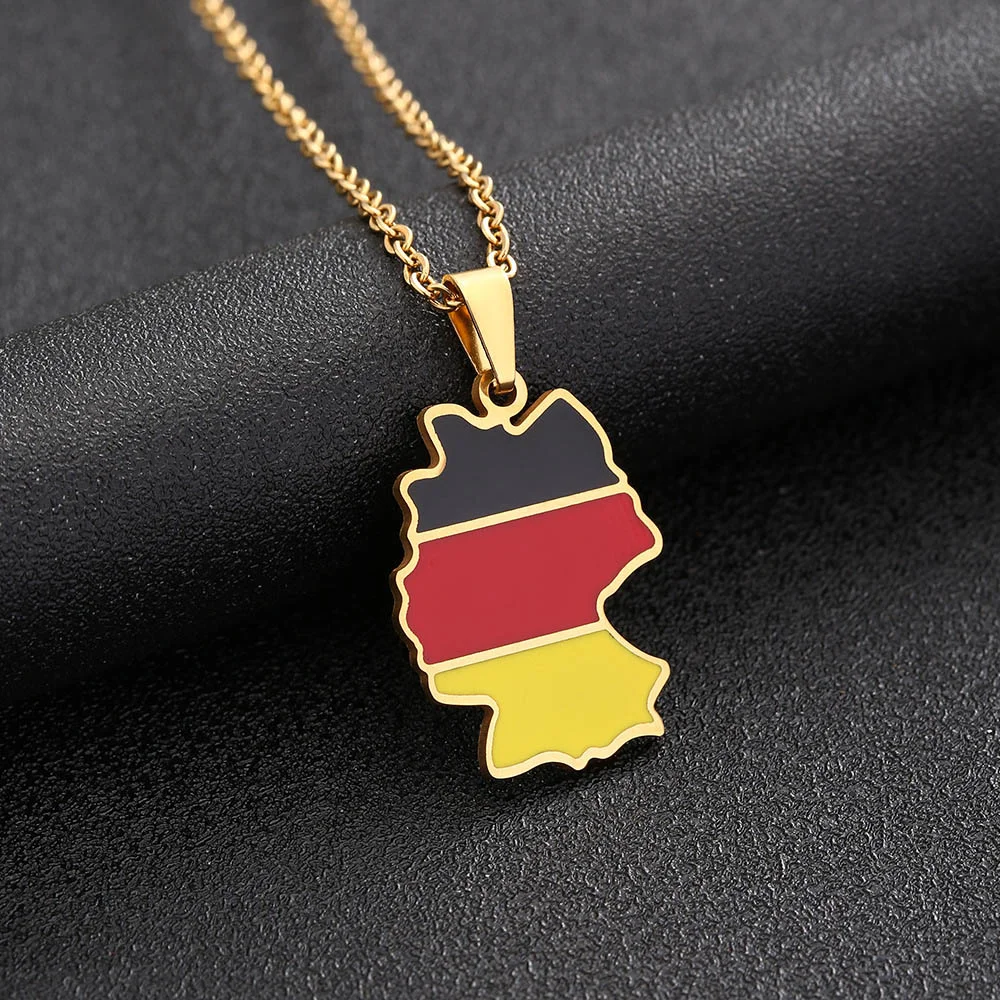 Unisex Stainless Steel Germany Map Necklace