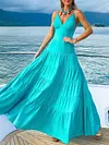 Simple Solid Color Condole Belt Maxi Dress