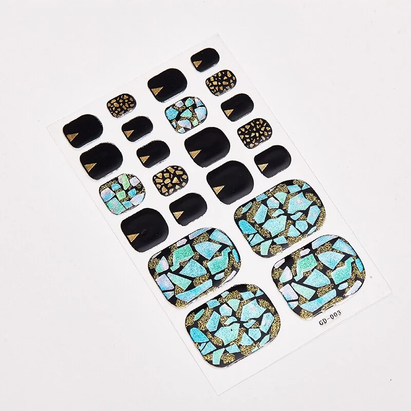 22 Tips/Sheet Colorful Nail Stickers Shiny Adesivos Nail Strips Nailart Novidades Designer Nail Decals Nail Wraps DIY Shiny