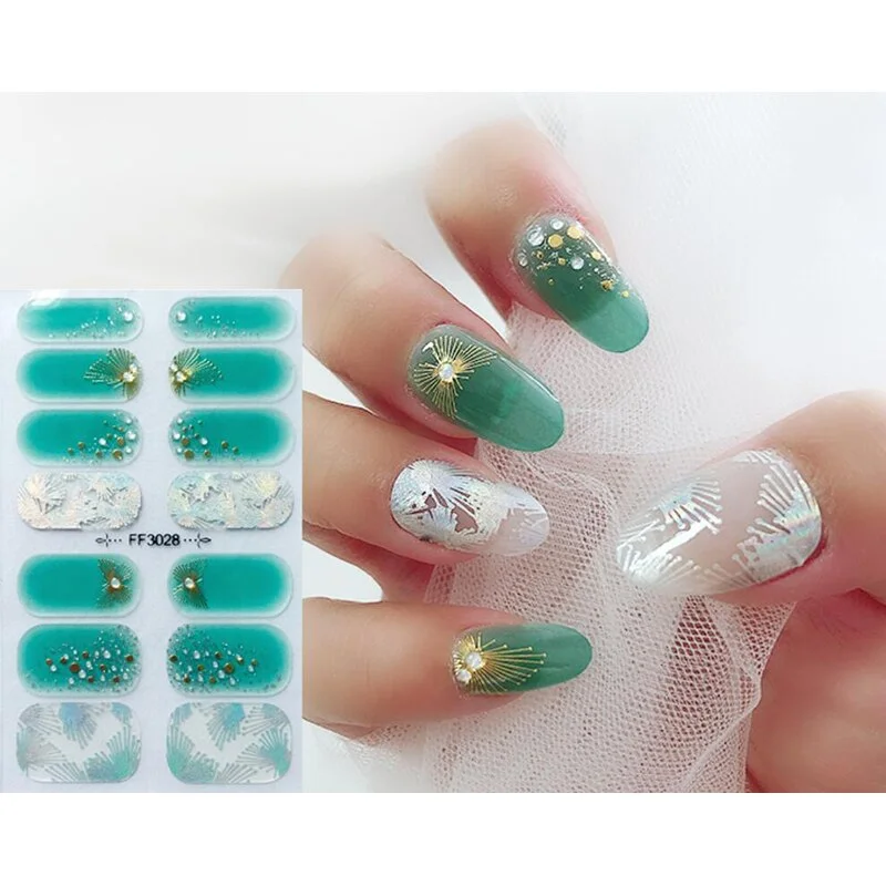 Colorful Nail Stickers Watercolor Style Manicure Designed Full Beauty Nail Designs Creative Nail Sticker Set Nail Accesoires