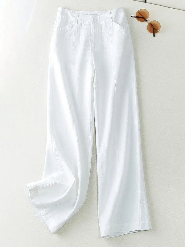 100% Linen Loose Thin Straight-Leg All-Match Casual Pants