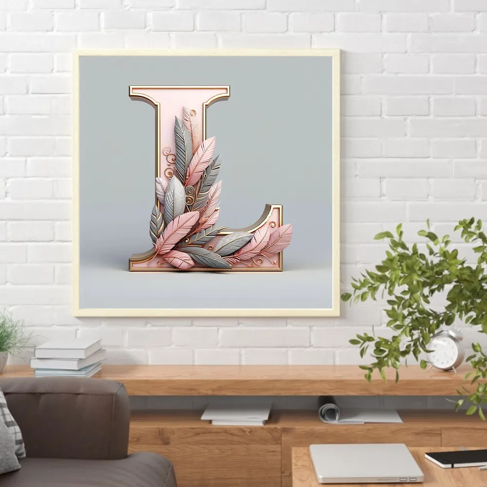 Full Round Diamond Painting 30*30cm - Twenty-Six Letters - L
