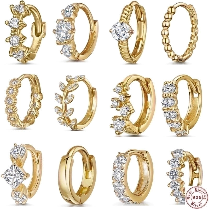 1 Piece 925 Sterling Silver Zircon Irregular Hoop Earrings