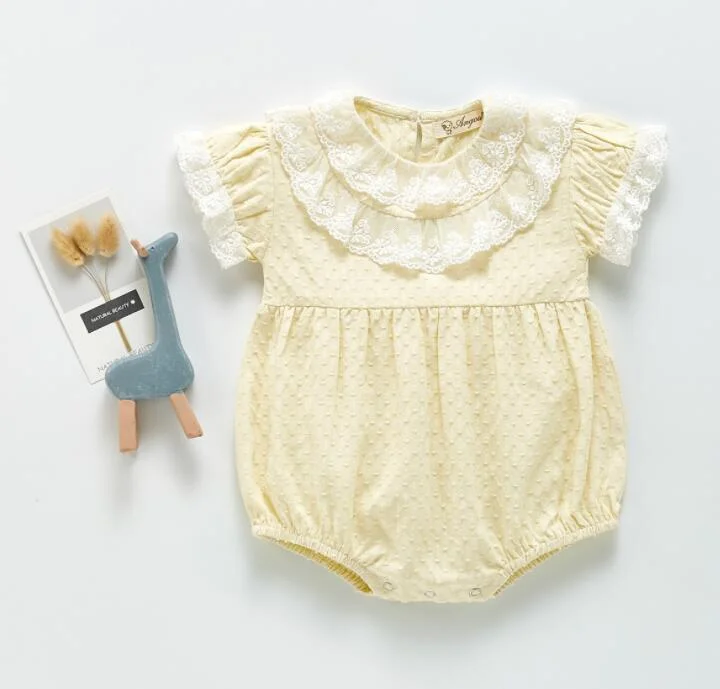 Summer 2021 Baby Kids Rompers Short Sleeve Embroidery Flower Cute Creeper Baby Girl's Bodysuit Outfits