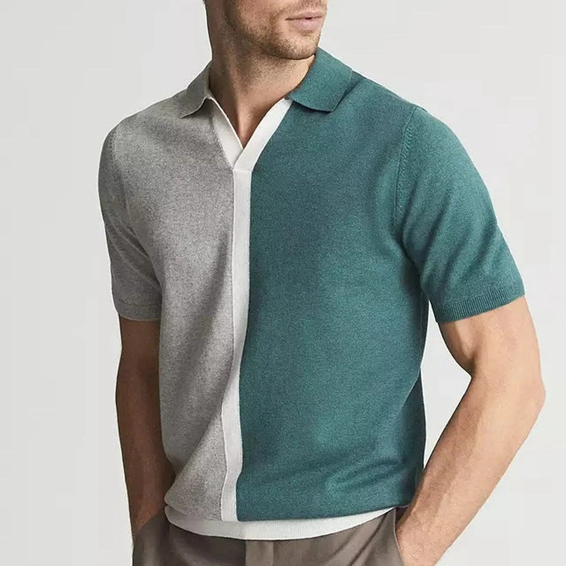 Men's Contrast Cotton Polo Shirt &ndash; Slim Fit Smart Casual Top