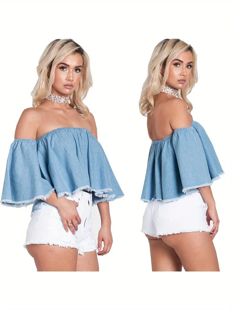 Women's High-Waisted Stretch Denim Shorts - Casual Summer Shorts With Frayed Hem, Button Fly & Zipper Pockets, Slim Fit For Casual Attire, High Waisted Short