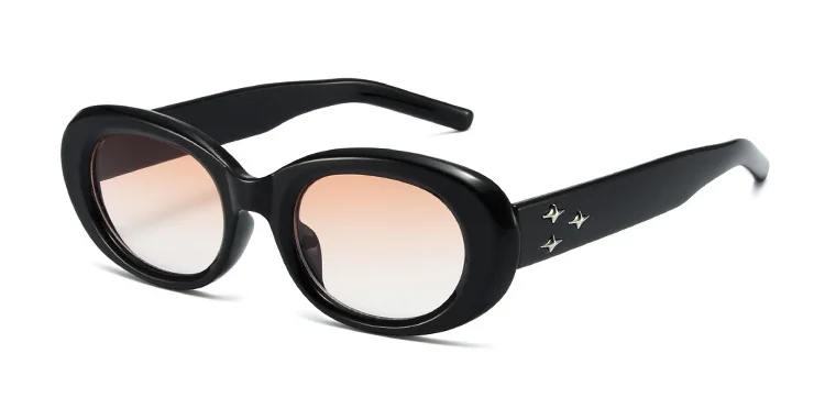 Vintage Oval Sunglasses Ladies 2023 Luxury Brand Elegant Black Shades Sunglasses For Women Retro Small Star Eyewear Oculos
