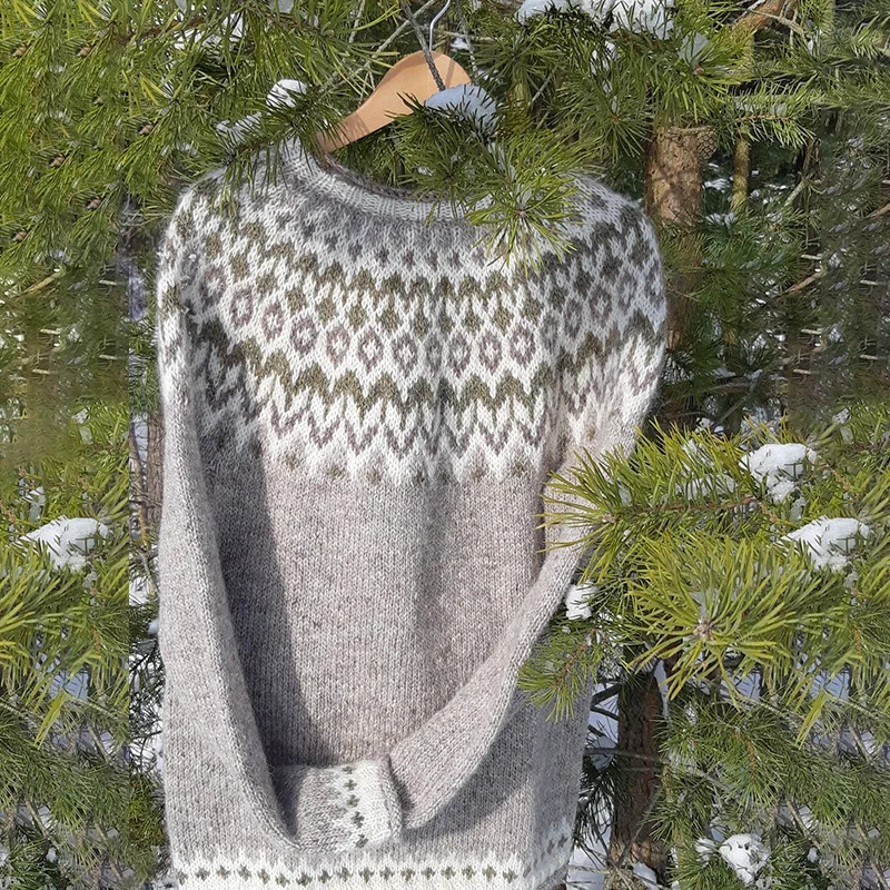 Vintage Icelandic Knitted Jacquard Sweater (Unisex)