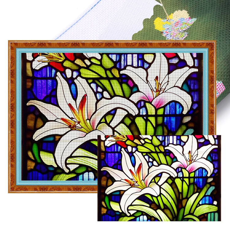 Glass Painting Lily 11CT (60*45CM) Stamped Cross Stitch gbfke