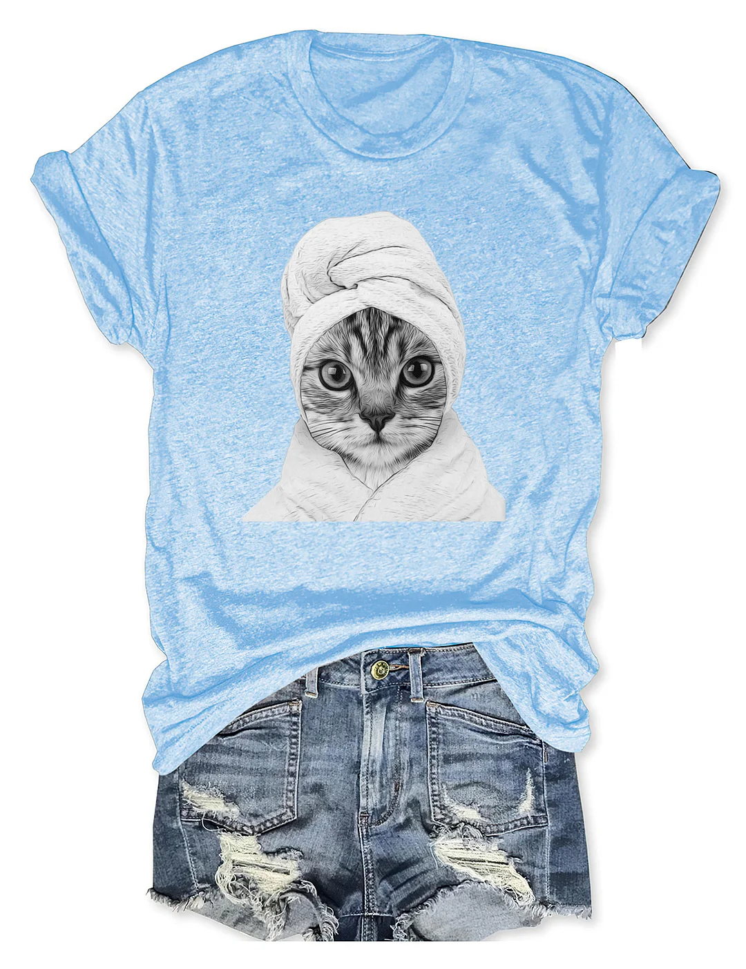 Funny Cat In Bathrobe Portrait T-shirt