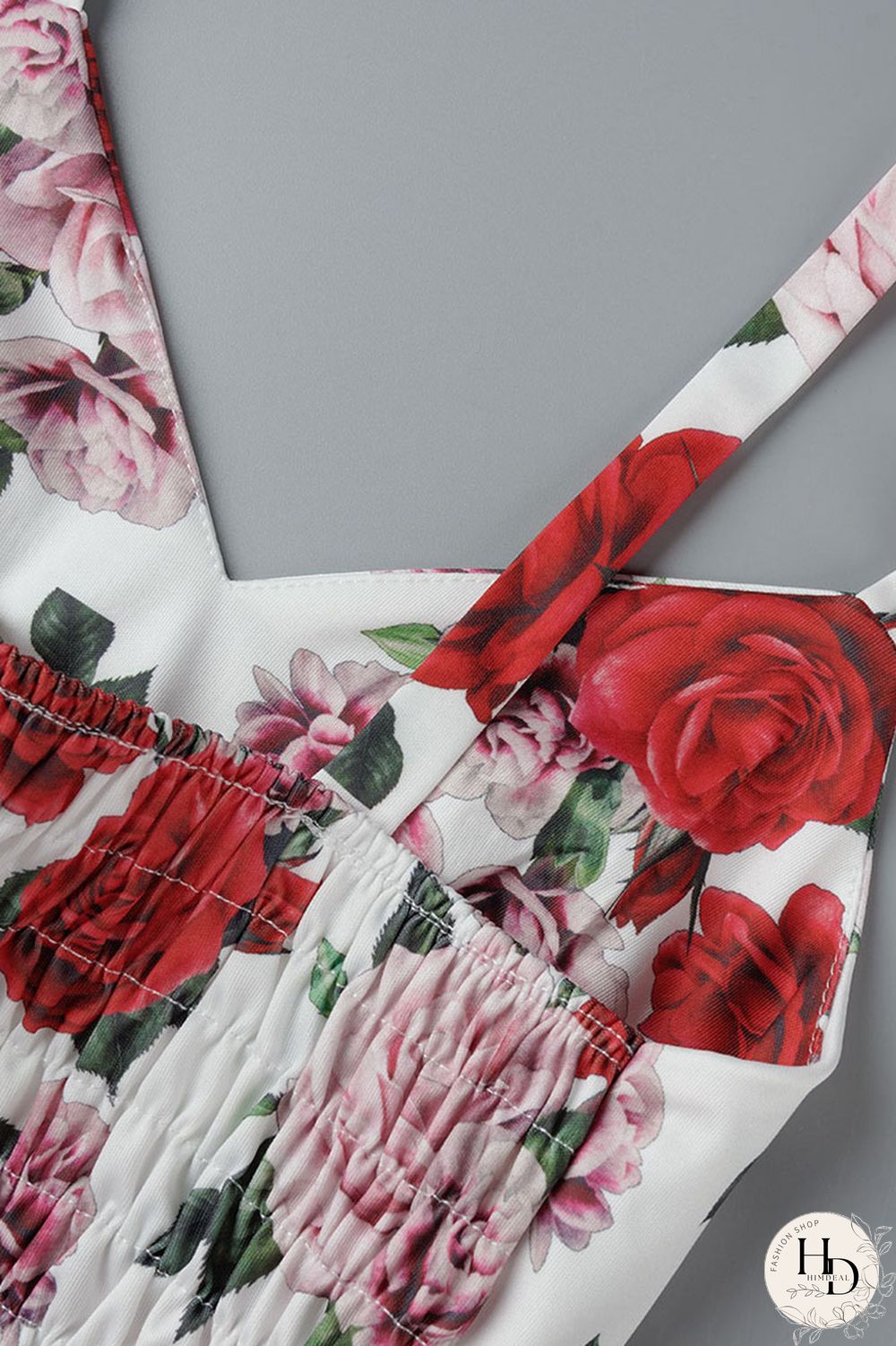 Red Sexy Print Patchwork Spaghetti Strap Sleeveless Two Pieces