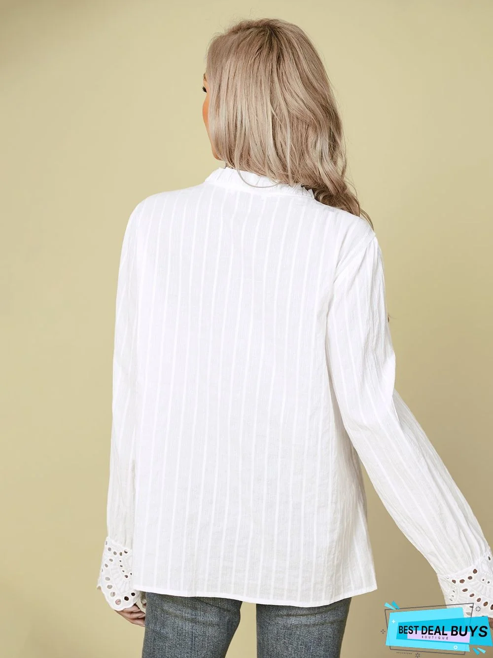 Cotton Stand Collar Boho Buttoned Blouse